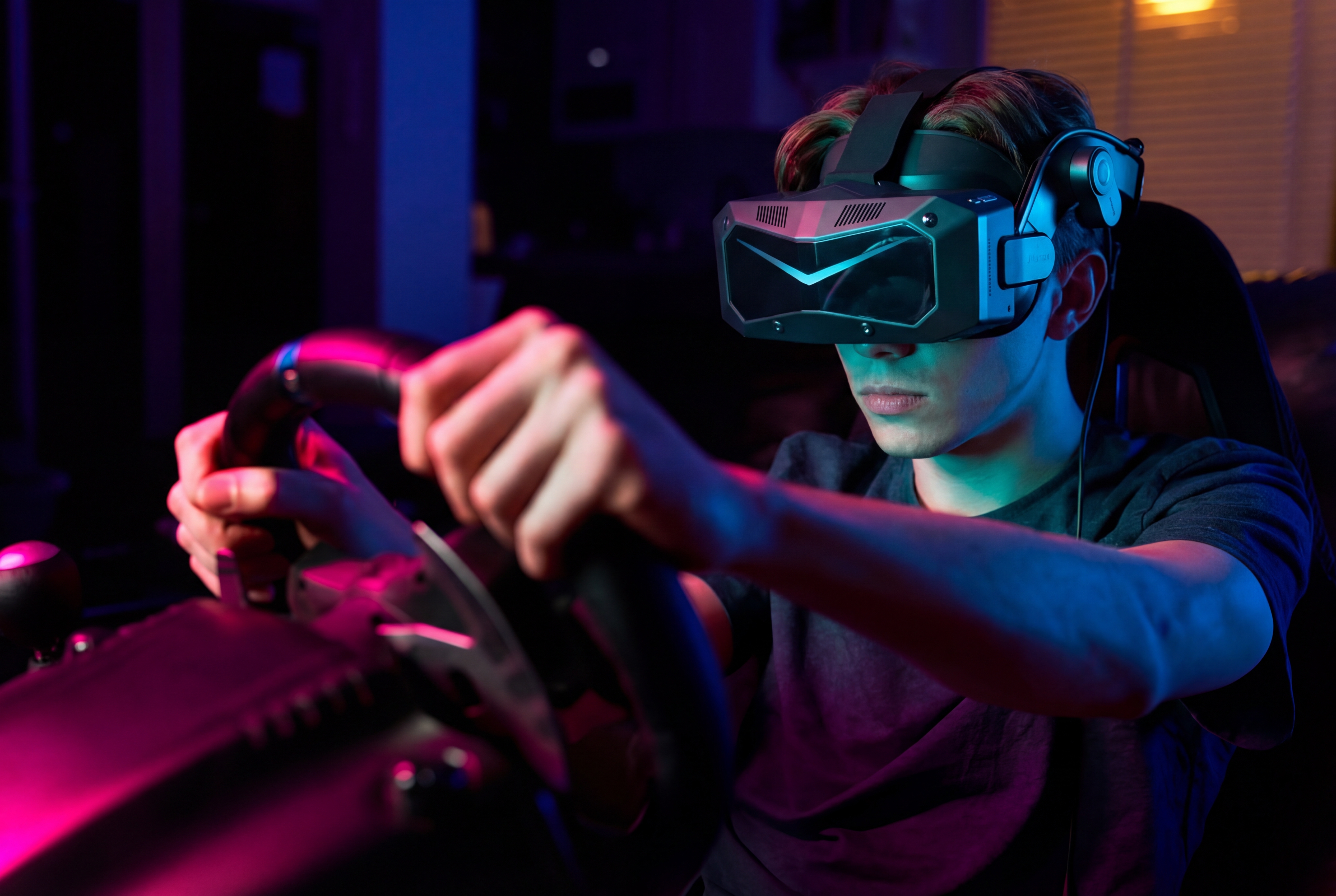 Sim racing with Pimax VR — the FOV and clarity difference is immediately noticeable